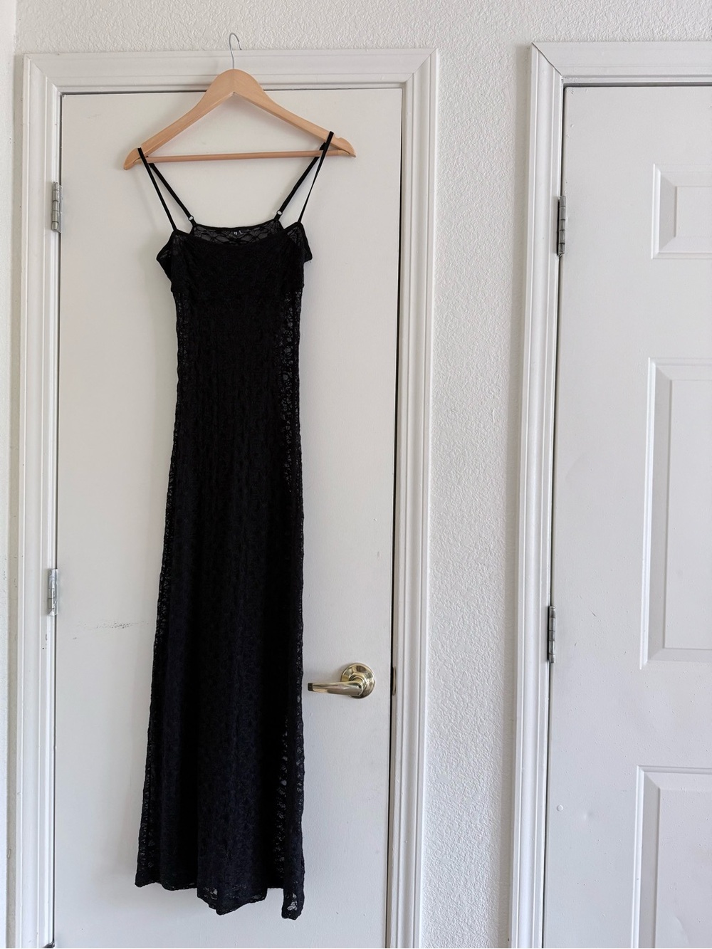 Black Lace Slip Dress with Spaghetti Straps